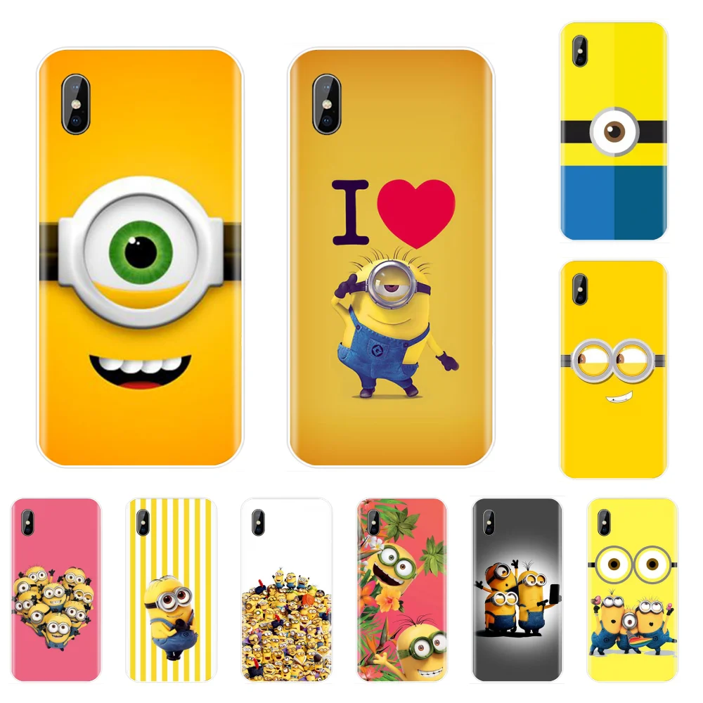 Милый Аниме Миньоны милый DIY чехол для телефона с рисунком iphone 4 4S 5 5S SE 5C 6 6S 7 8 plus X XS