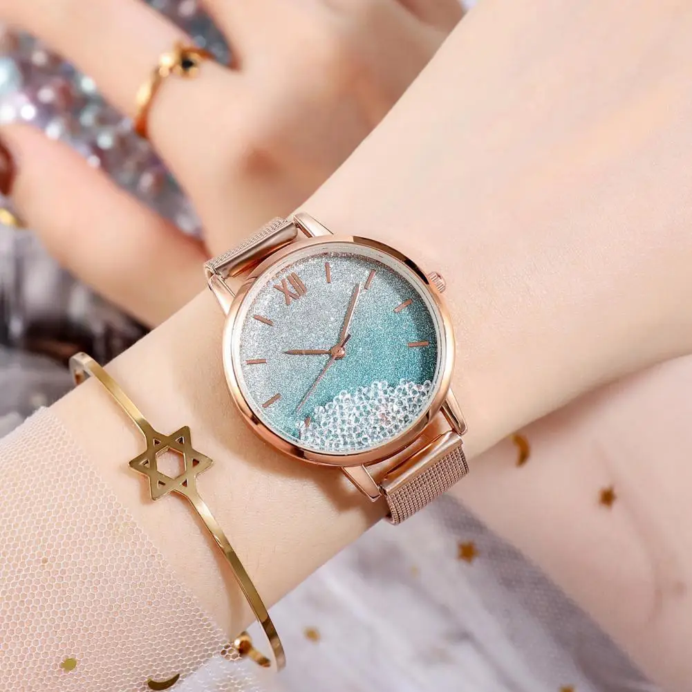 

Women's Watches Bracelet Simple Watch Round Dial Quicksand Ball Bearing Quartz Wristwatch Gift Female Luxury Wrist Watch Jewelry