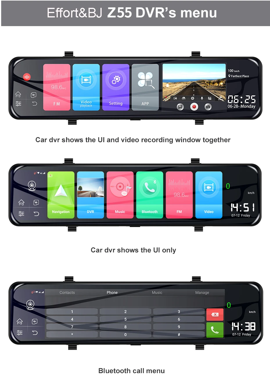 Видеорегистратор с 12 &quotRAM 2G/ROM 32G 1080P двойной объектив 4G Android 8 1 ADAS GPS