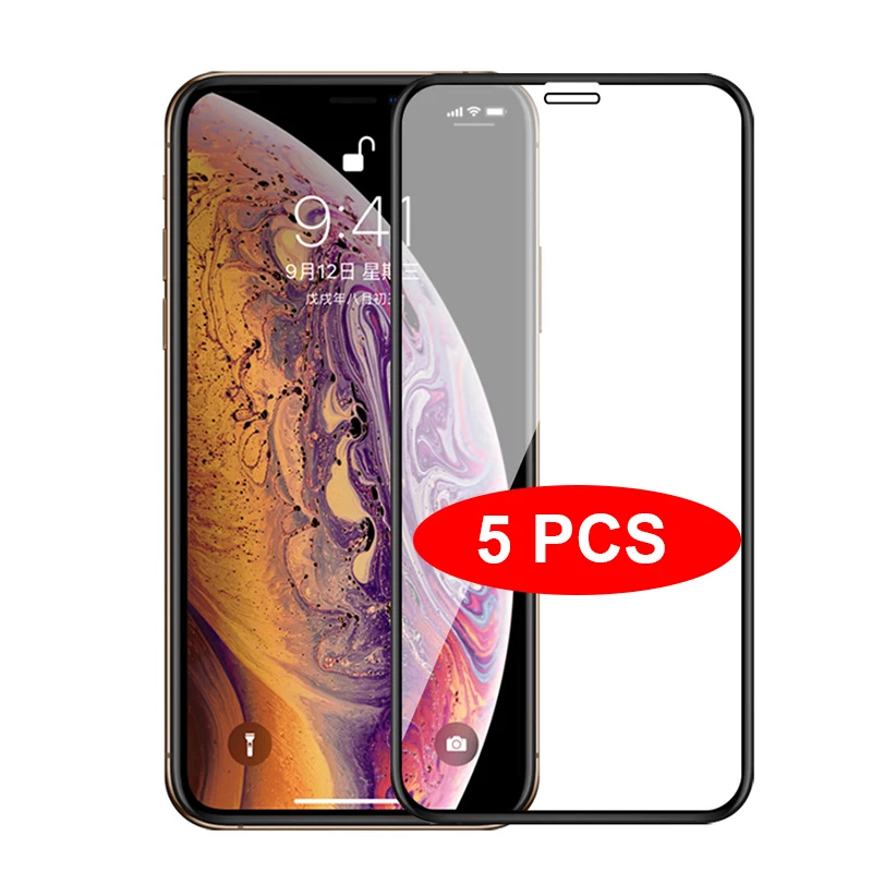 

Закаленное стекло 5 шт./лот с полным покрытием для iPhone 12 Mini 11 Pro Max X XS XR 6 6s 7 8 Plus SE 2020, Защитная пленка для экрана, защитное стекло