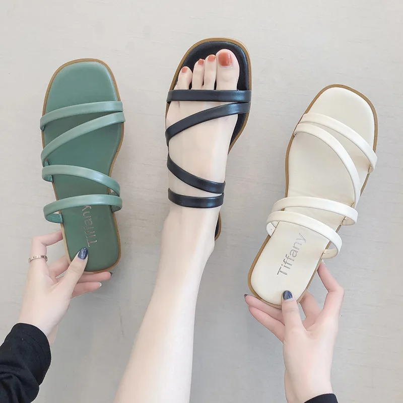 Mules Women 's 2021 New Summer Slippers Women Simple Flats Beach Slippers Women