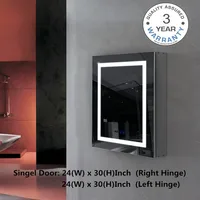 LED Mirror Medicine Cabinet for Bathroom Wall Mounted Lighted Bathroom Mirror Touch Switch+Clock+Defogger+2 Color Brightness