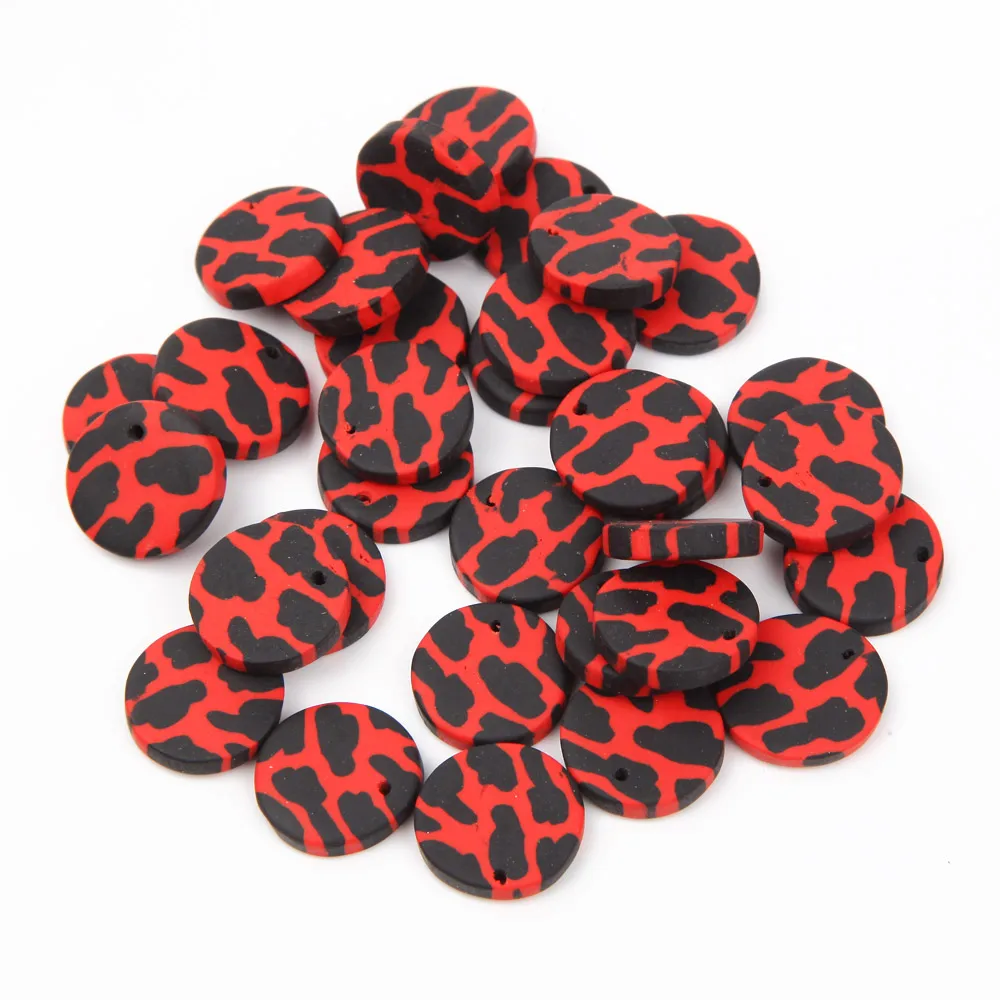 

8pcs 15mm Leopard Print Clay Pendants Diy Earrings Supplies Charms for Jewelry Making Findings DIY Handmade Accessories
