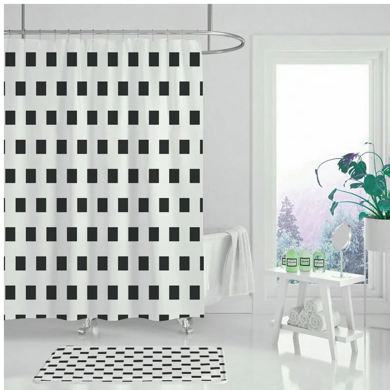 Геометрические узоры занавески для душа узор в горошек черный и белый цвета