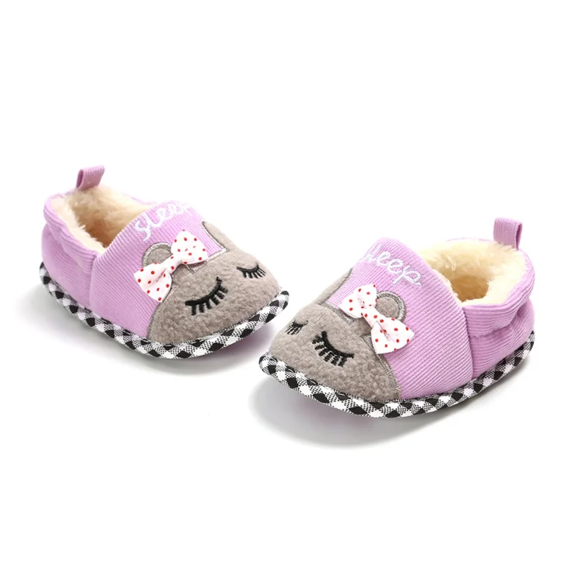 

Ins Autumn Winter Cute Baby Girls Boys Bow Cute Rabbit First Walk Breathable Anti-Slip Casual Plus Velvet Toddler Shoes