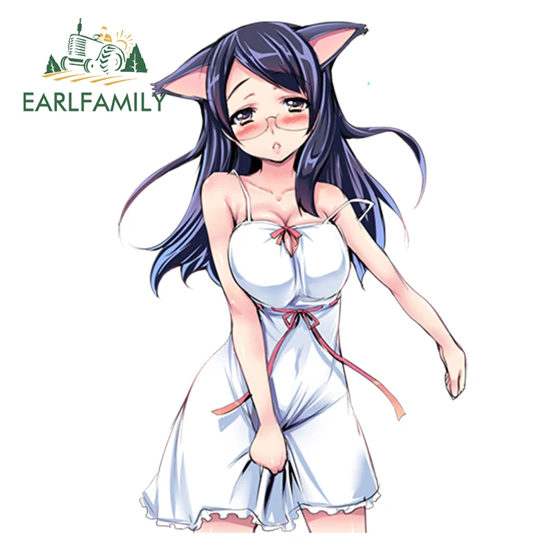 EARLFAMILY 13cm Sexy Girl Car Sticker Monogatari Series for Black Hanekawa Tsubasa Decal Anime Styling | Автомобили и мотоциклы