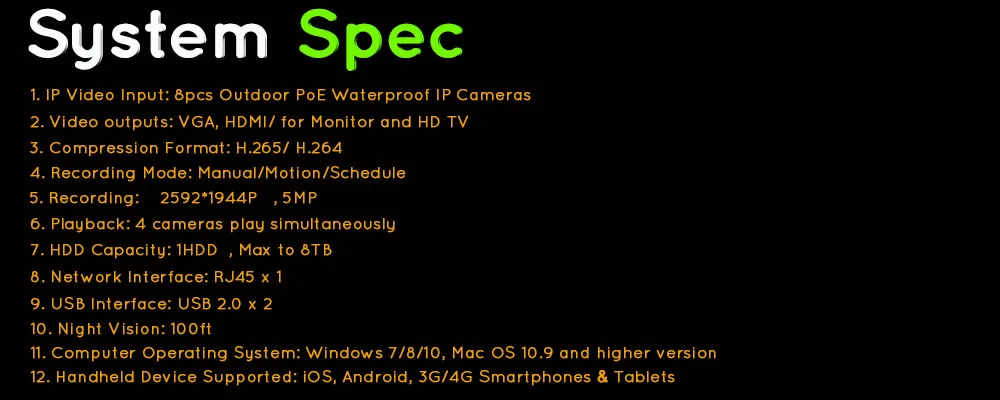 TySvance 8ch 5MP POE Комплект H.265 система видеонаблюдения до 16ch NVR наружная Водонепроницаемая ip-камера сигнализация видеонаблюдения Видео P2P