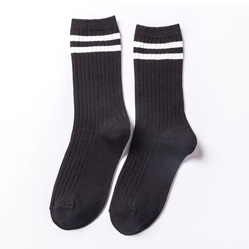 color 1 black Зимние шерстяные носки, плотные теплые вязаные женские носки в полоску, рождественский стиль, женские короткие носки - Цвет: color 1 black
