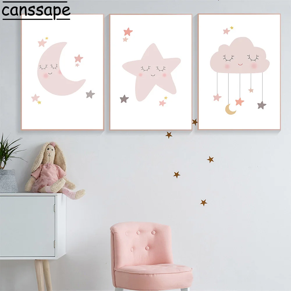 

Nursery Posters And Prints Star Paintings Moon Poster Cloud Canvas Painting Nordic Wall Pictures Baby Kids Bedroom Decoration