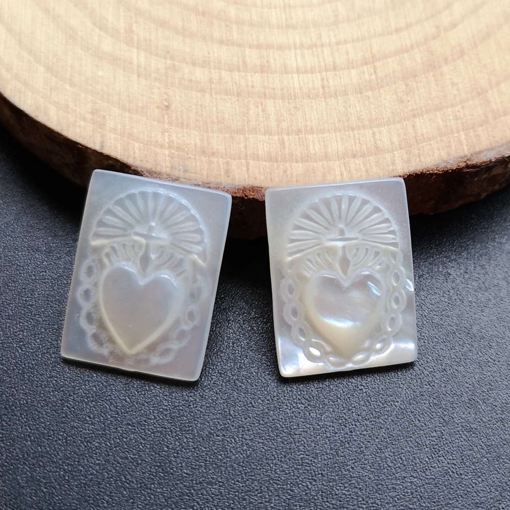 30pcs/lot 12x16mm Natural Rectangle Sacred Heart Mother of Pearl Shell for DIY Jewelry | Украшения и аксессуары