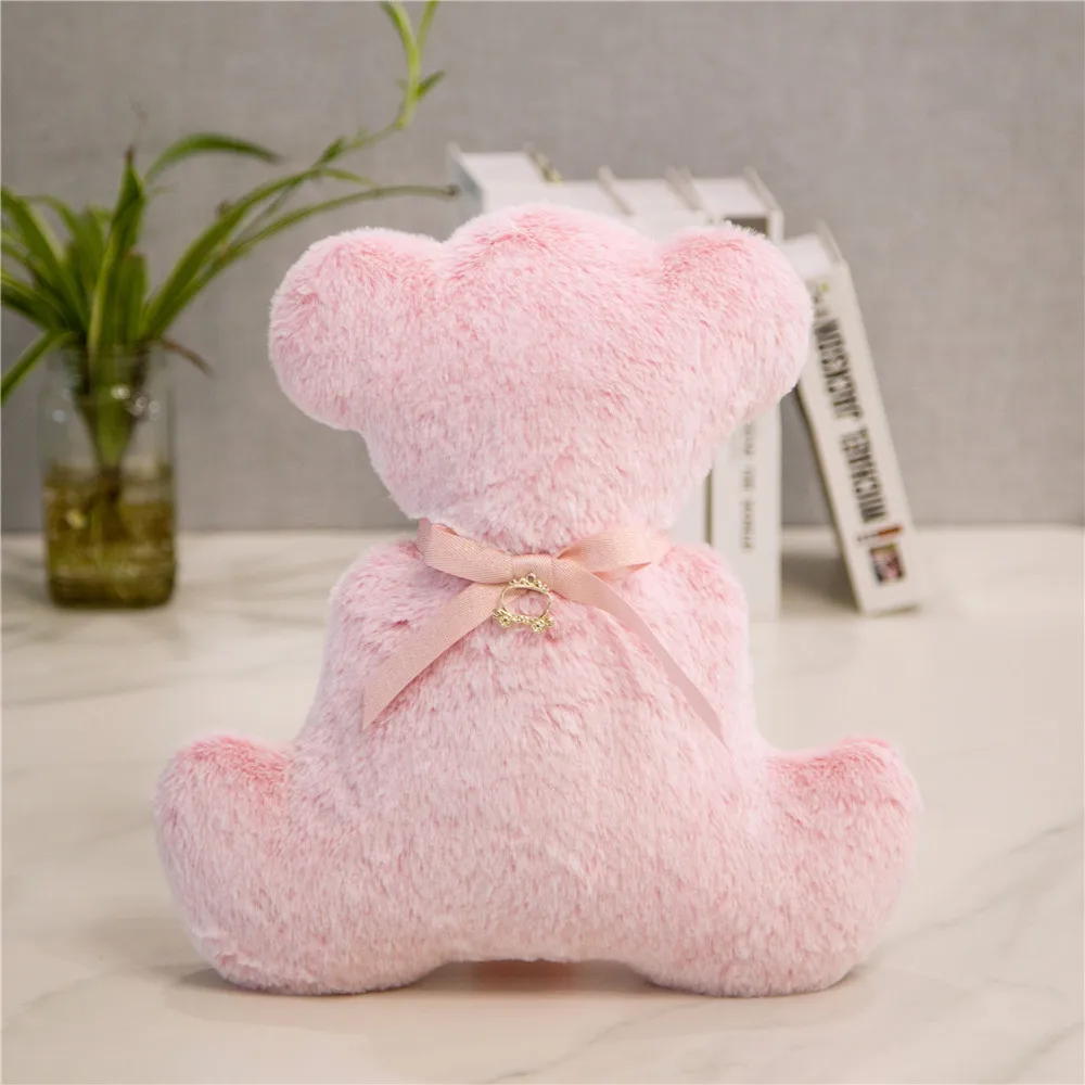 

Plush Stuffed Toys Cute Pink Teddy Bear With Bow Doll Colorful Birthday Christmas Gift For Children Kids Soft Summer Pillow