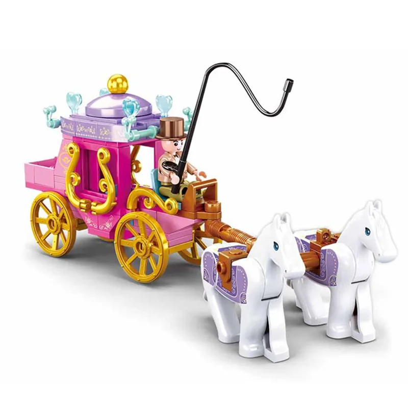 Princess Sightseeing Carriage Horse Building Blocks Classic Friends Ice and Snow Carriage Model Bricks Toys Christmas Gifts cinderella princess royal carriage building blocks princess figures s friends blocks bricks model toys girls gift