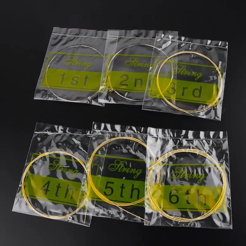 

6pcs A100 Acoustic Guitar Strings Steel Core Coated Copper Alloy Wound 010-047 87HF