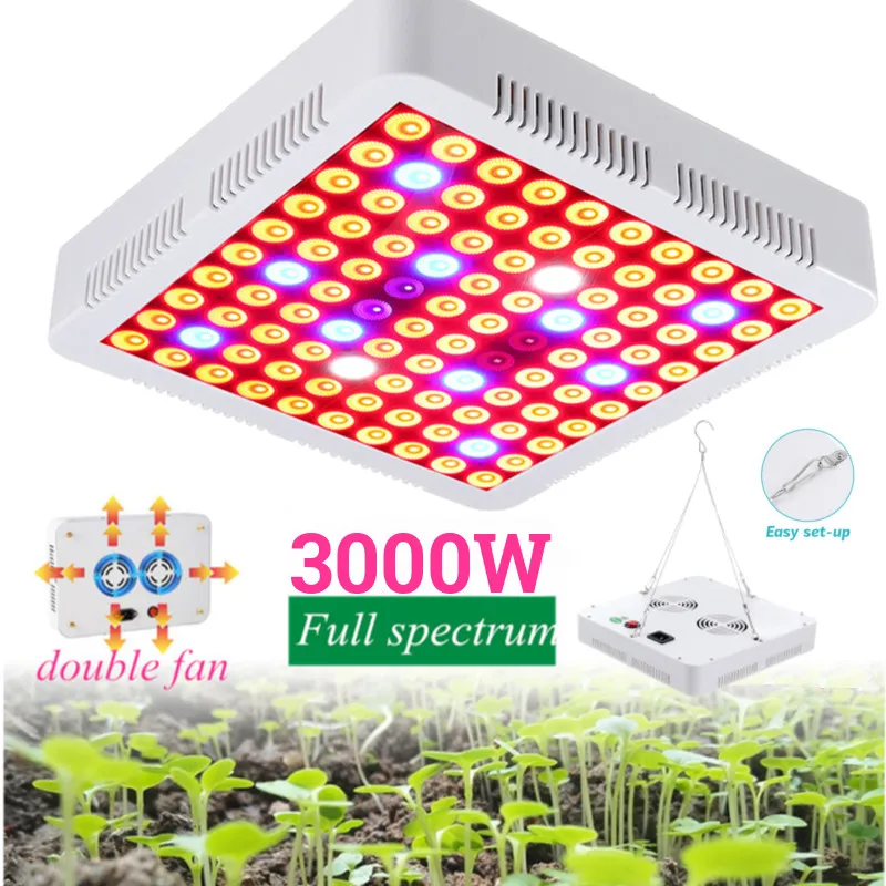 

3000W LED Grow Lights Lamp Panel Hydroponic Plant Growing Full Spectrum For Veg Flower Indoor Plant Seeds AC85-265V