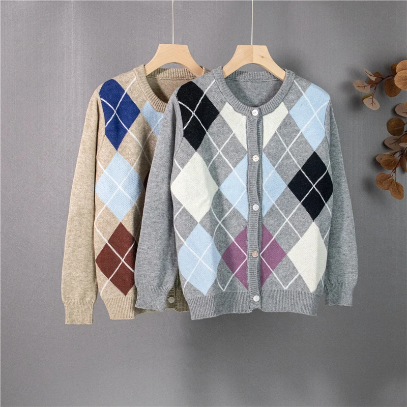 Женский вязаный кардиган с круглым вырезом повседневный однобортный свободный