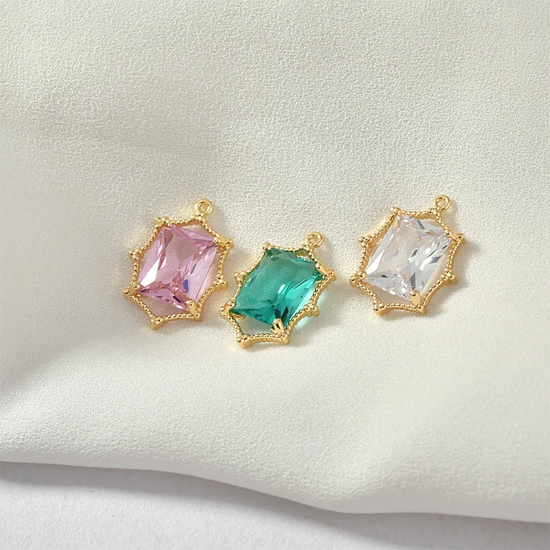 2 шт. серьги гвоздики с фианитами 18 К|Ювелирная фурнитура и компоненты| |