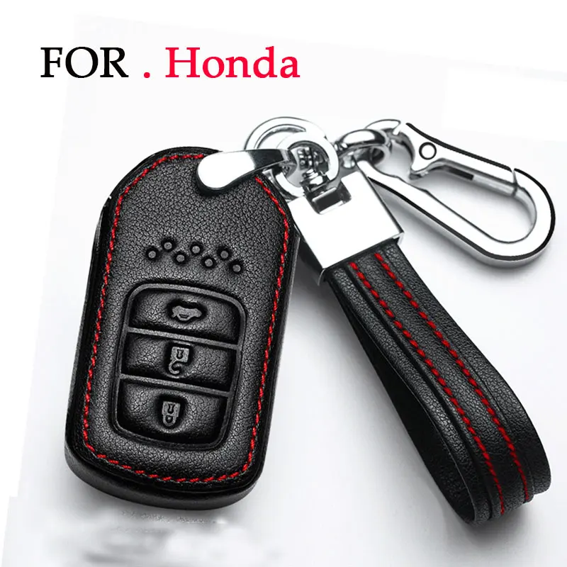 

Чехол для автомобильного ключа из воловьей кожи для Honda Accord Civic City crosstour CRV XRV URV Odyssey CRIDER с автомобильными металлическими кольцами для ключей