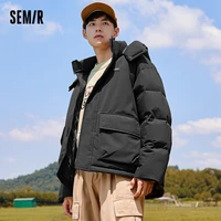 semir parkas men tooling jacket hooded winter 2021 new trend mens outdoor loose short thick bread coat
