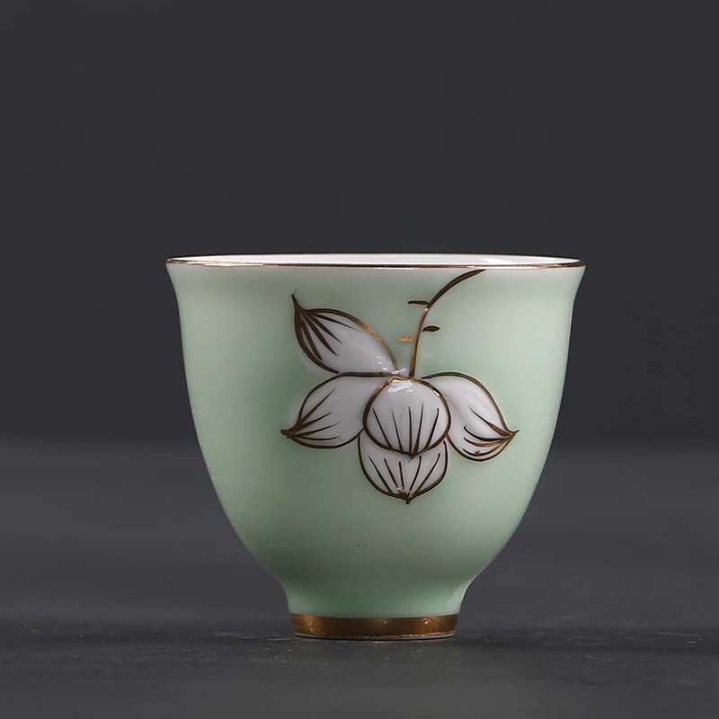 2 шт./лот 80 мл позолоченная чайная чашка керамическая фарфоровая маленькая чаша