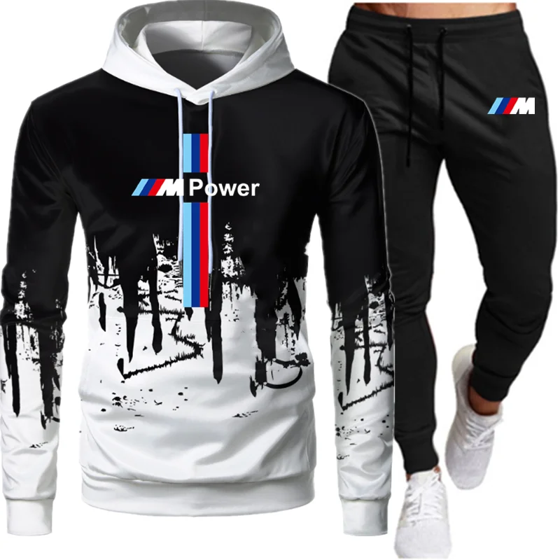 

BMW - men's Hoodie suit, Hoodie, sportswear, 2-piece pullover, leisure, autumn and winter new 2021 men's suit