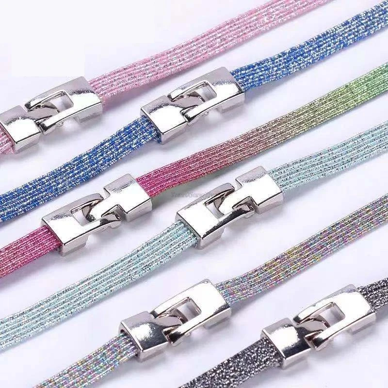 

1Pair Cross lock Colorful Shoelaces Elastic No tie Shoe laces Sneaker Laces Shoes Glitter Shoelace One Size Fits All Kids Adult