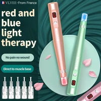 professional micro needling pen with 2 pcs 12pin cartridge blue red light photon therapy dr pen 2 colors ultima dermapen tools