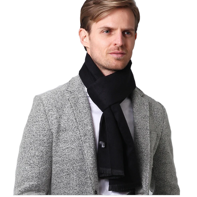 Шарф кашемировый мужской однотонный теплый из пашмины Осень-зима |
