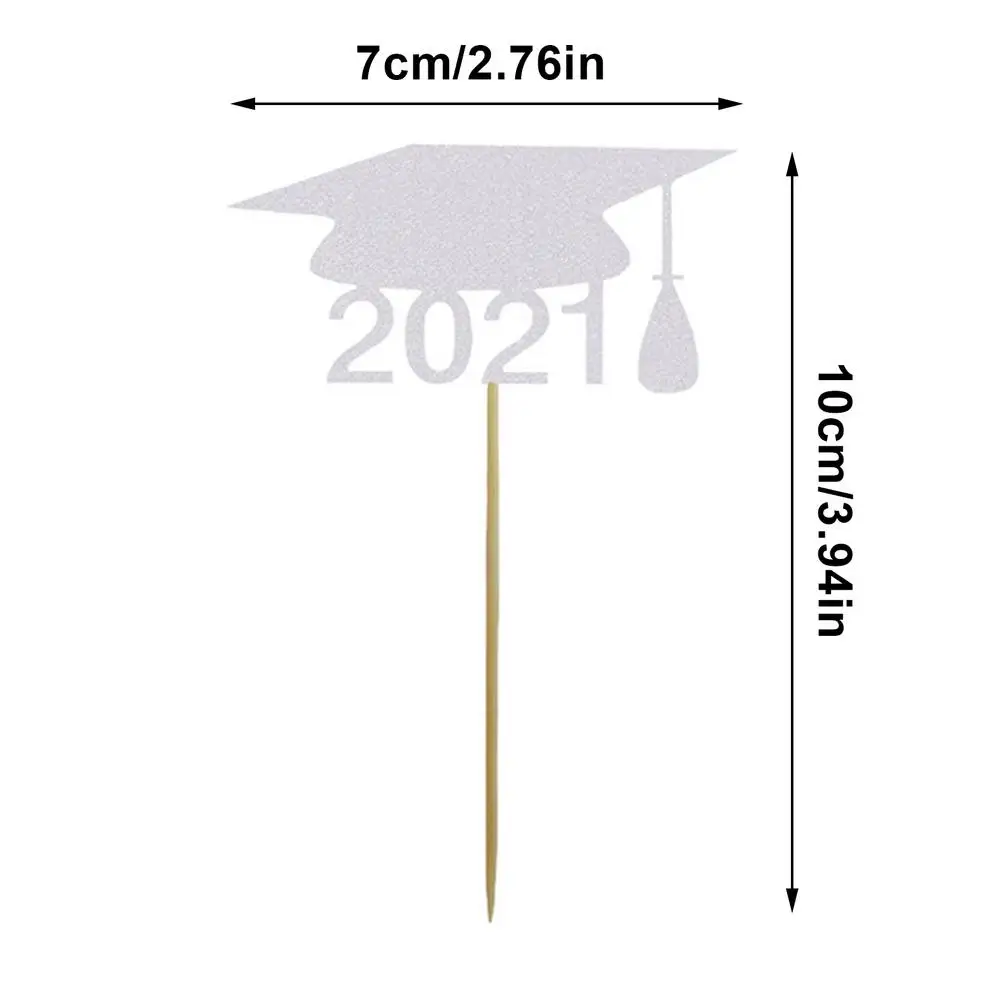 

10pcs 2021 Graduation Season Doctoral Hat Graduation Cake Card Decoration Party Layout Simulation Season Cake Toppers