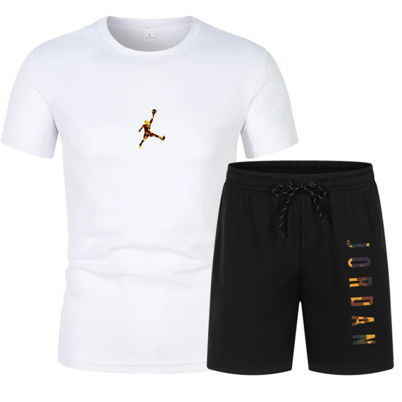 

Jordan 23-pantalones de sudadera para hombre, Camiseta de algodÃ³n + Pantalones cortos, traje informal, ropa deportiva, verano, 2