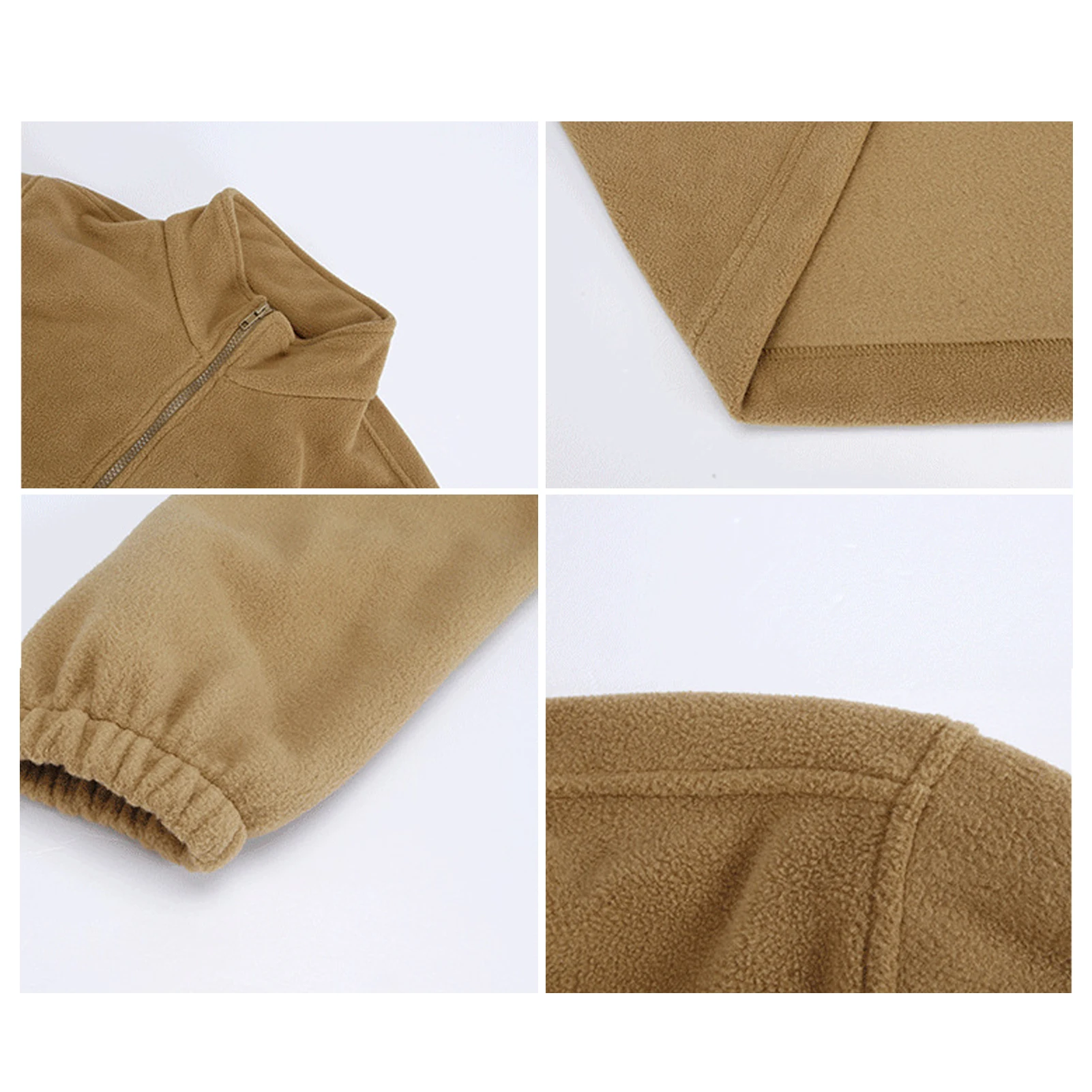 

Autumn Winter Men Stand Collar Long Sleeve Plush Warm Coat Zip Jacket Outerwear