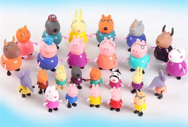 Оригинальные куклы Peppa Pig, Джордж, 25 шт., набор, фигурки из аниме, игрушки из мультфильма, семейные друзья, Свинка Пеппа, вечерние игрушки для детей, подарок на день рождения, Рождество
