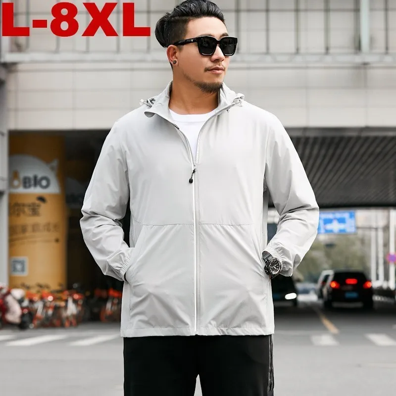 Толстовка мужская размера плюс 9xl тонкий свитер худи куртка для тренировок 8xl