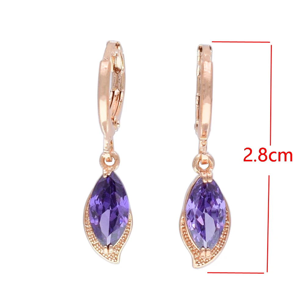 Висячие серьги 585 розовое золото для Женский Капля воды кубический циркон со