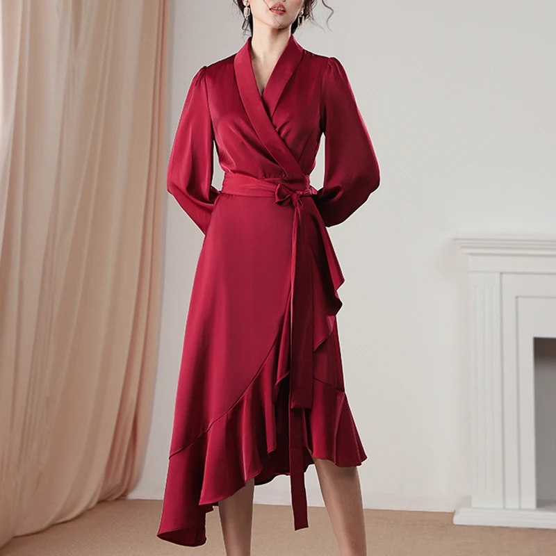 Женское асимметричное платье Max Spri элегантное с v образным вырезом длинным