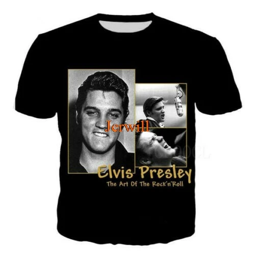 

Fashion WomenMen's Elvis Presley 3D Print Short Sleeve Casual Graphic Tee