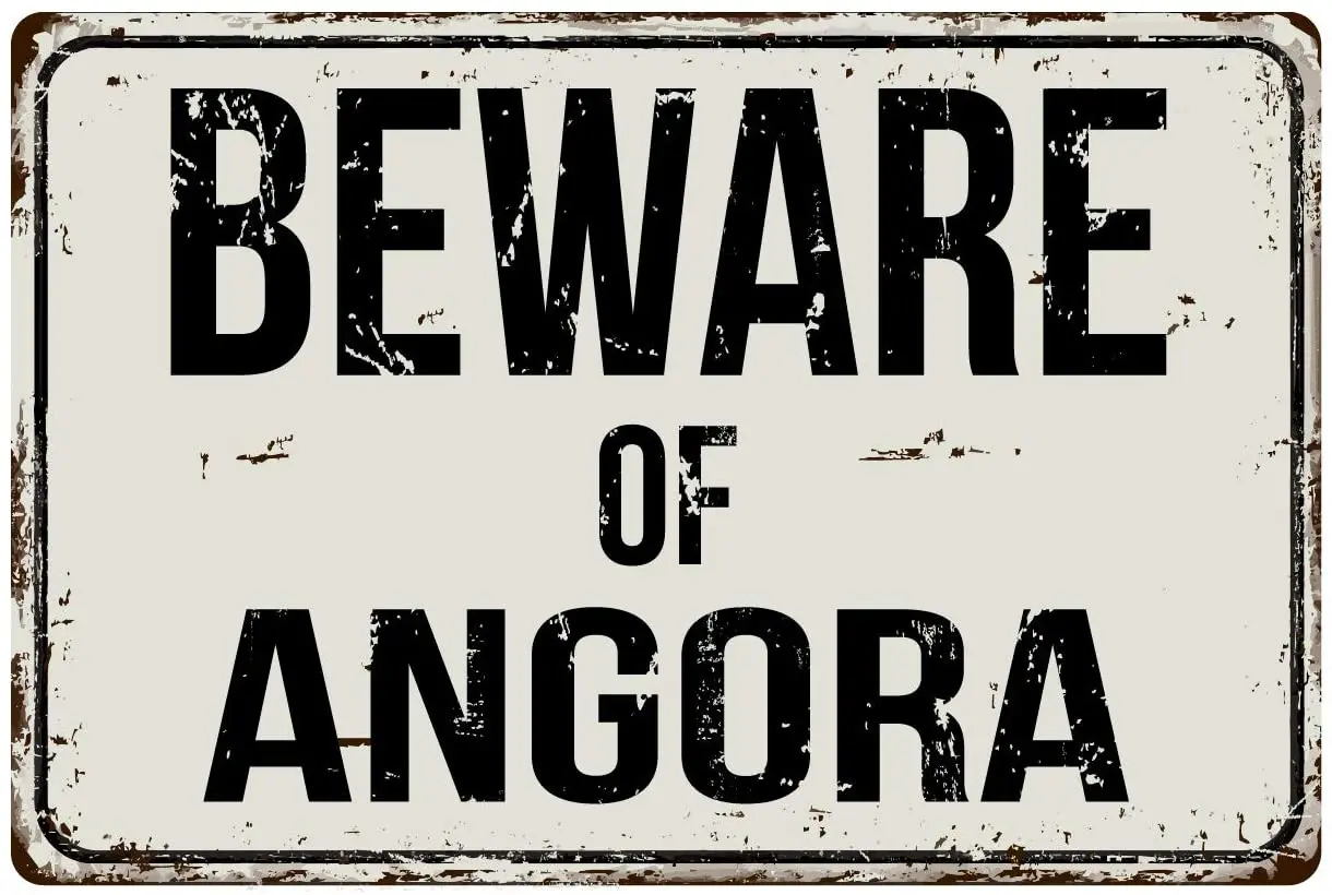 

Deerts 18VS Beware of Angora 8 x 12 Vintage Aluminum Retro Metal Sign