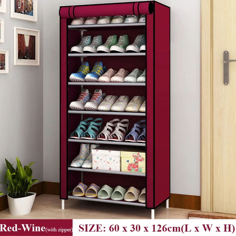 Red Wine 8L Простой пыленепроницаемый шкаф для обуви из нетканого материала для дома и общежития, собранный органайзер для хранения обуви, стеллаж для обуви, полка для обуви, сохраняющая аккуратность - Цвет: Red Wine 8L