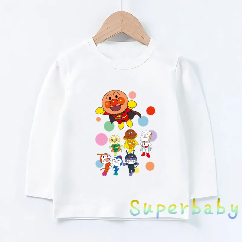 Детская футболка с принтом Anpanman and Baikinman забавные детские топы длинным рукавом