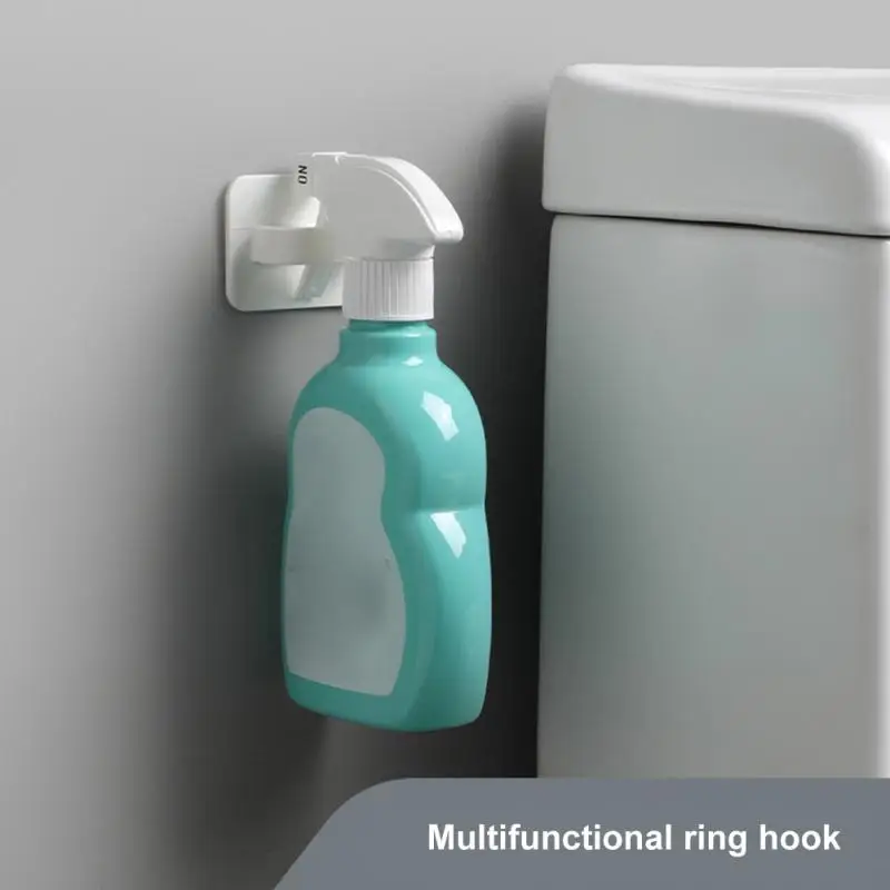 

Japanese Style Simple And Seamless Paste Type Spray Bottle Hook Porch Umbrella Eye Key Ring Storage Hook Kitchen Organizer