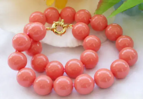 

New Genuine 8mm 10mm 12mm South Sea Coral Round Beads Necklace 18'' AAA ^^^@^Noble style Natural Fine jewe FREE SHIPPING