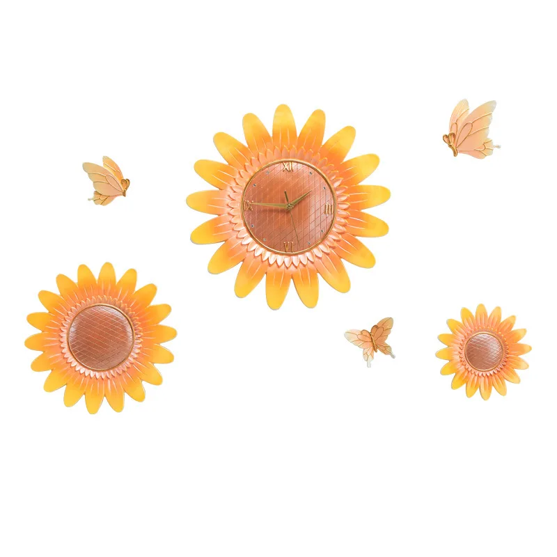 

Креативные настенные часы с подсолнухами, Современные Простые бытовые бесшумные часы, модный персонализированный фон, часы