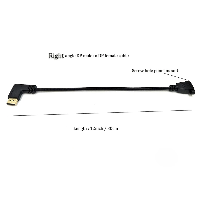 DP кабель 12 дюймов/30 см правый угол 90 градусов Displayport (DP) Male DisplayPort Female с панелью