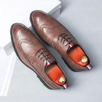 brogue formal shoes men dress leather shoes fashion retro pointed toe oxford male footwear zapatos mens business shoes wedding