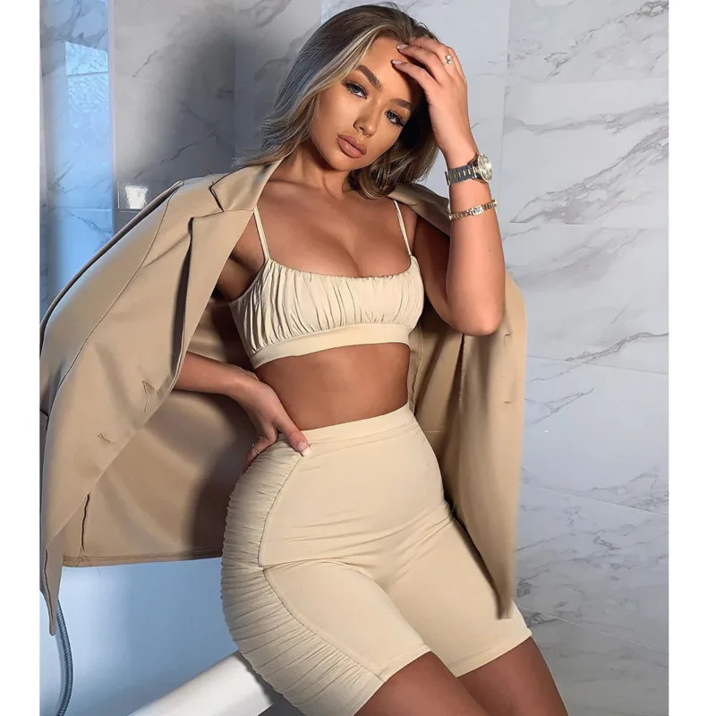Пикантный комплект PFFLOOK из двух предметов с рюшами короткий топ без рукавов