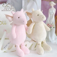 lovely cartoon beige dragon plush stuffed toys safe bite baby doll luxury handmade fly dragon baby doll soft toys with wings