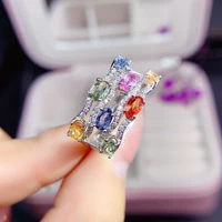 925 silver new fashion temperament simulation color tourmaline candy color adjustable ring for women exquisite jewelry wholesale