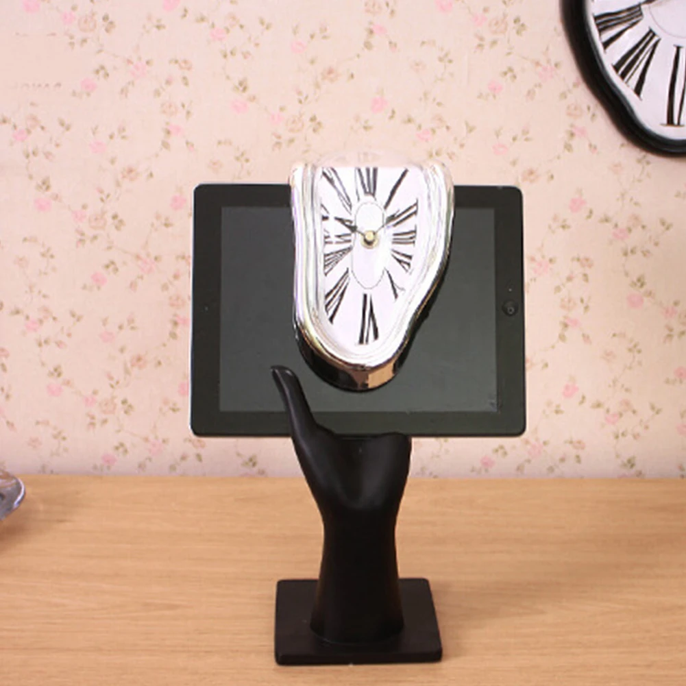Plastic Battery Operated Living Room Dali Style Quartz Surreal Melting Bedroom Silver Distorted Decorative Wall Clock | Дом и сад
