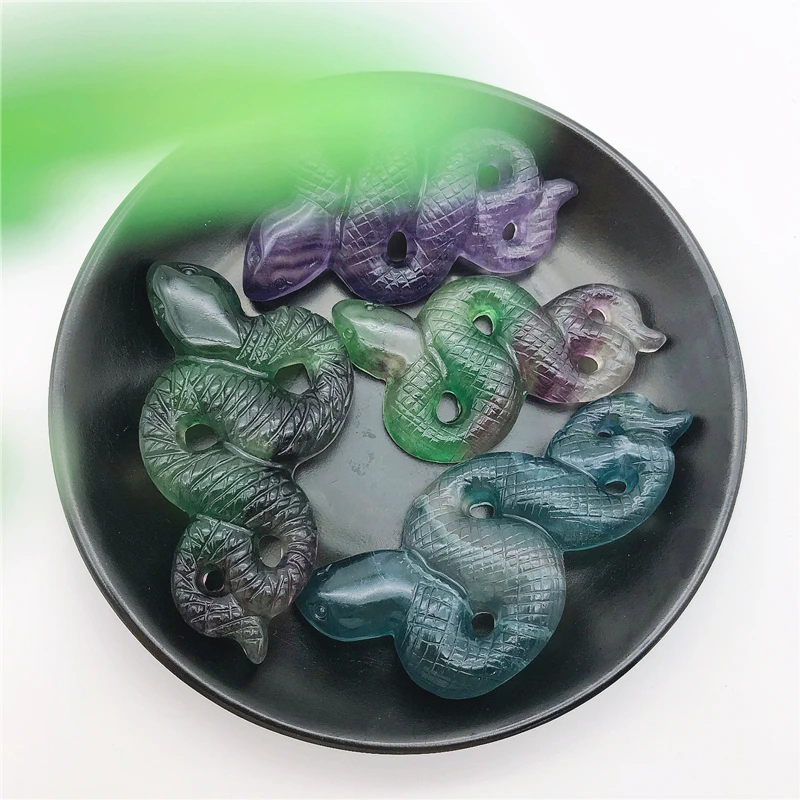 1 шт. натуральный разноцветный флюоритовый змея ручная работа полированный