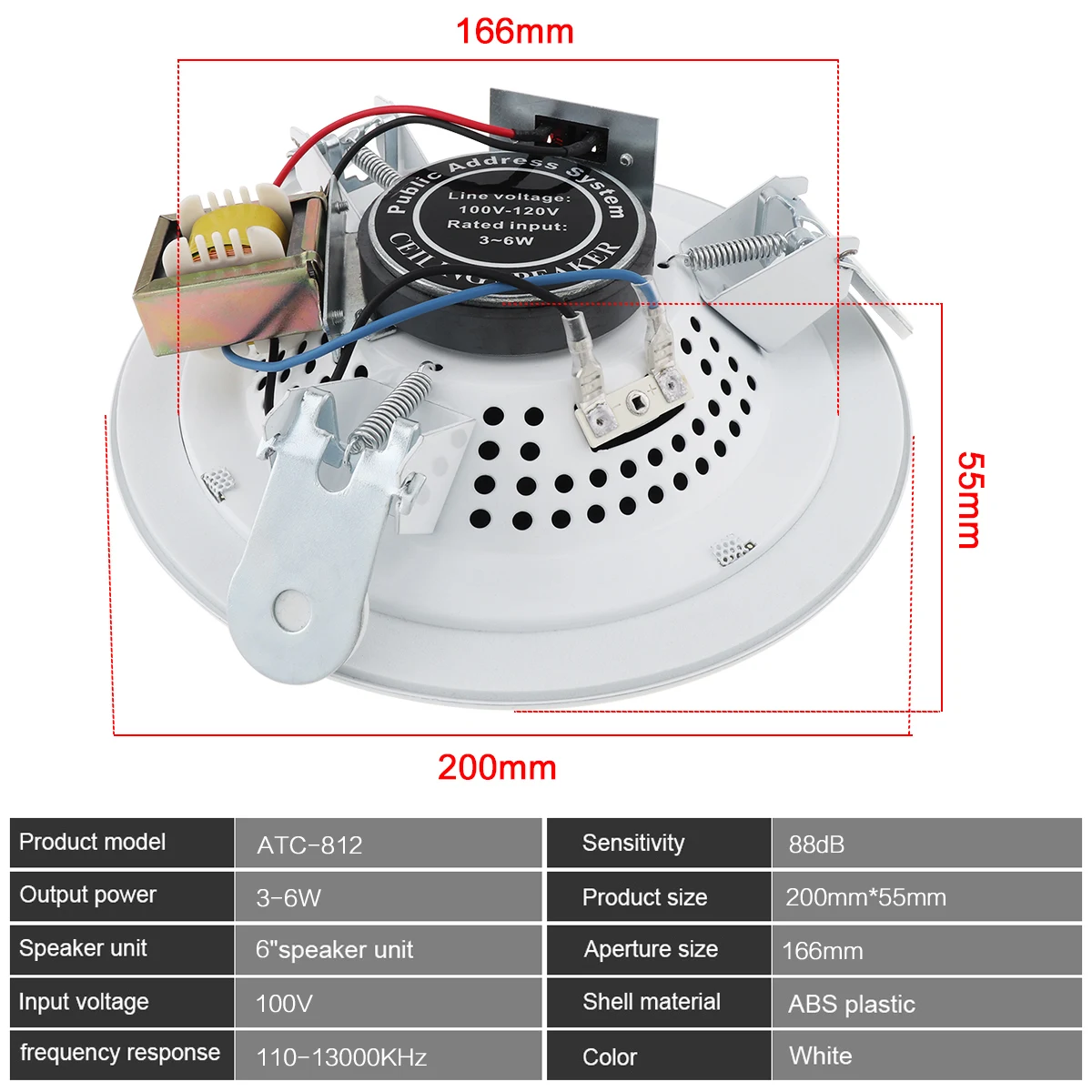 New 6W Surface Mount Metal Microphone Input USB MP3 Player Ceiling Speaker Public Broadcast Background for Home / Supermarket