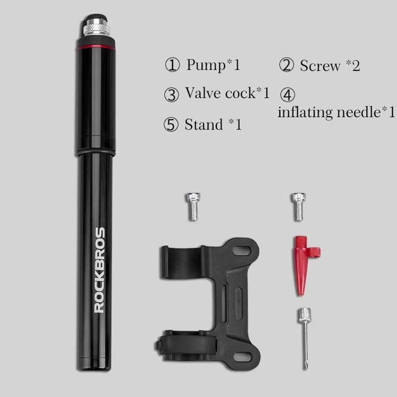

ROCKBROS Bicycle Pump Mountain Pump For Bike Aluminum Alloy Portable With Pressure Gauge Inflator Cycling Tire Pump Presta Valve